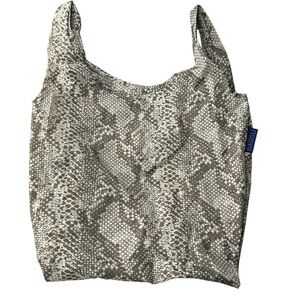 Baggu Snake Print Tote in Gray and Cream